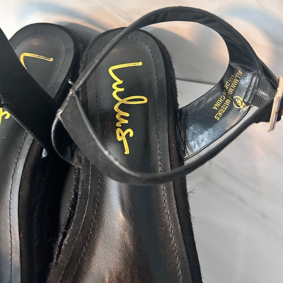 Lulus Espadrilles Sandals Black Platform Size 9 Ankle Strap Adjustable - Picture 4 of 13